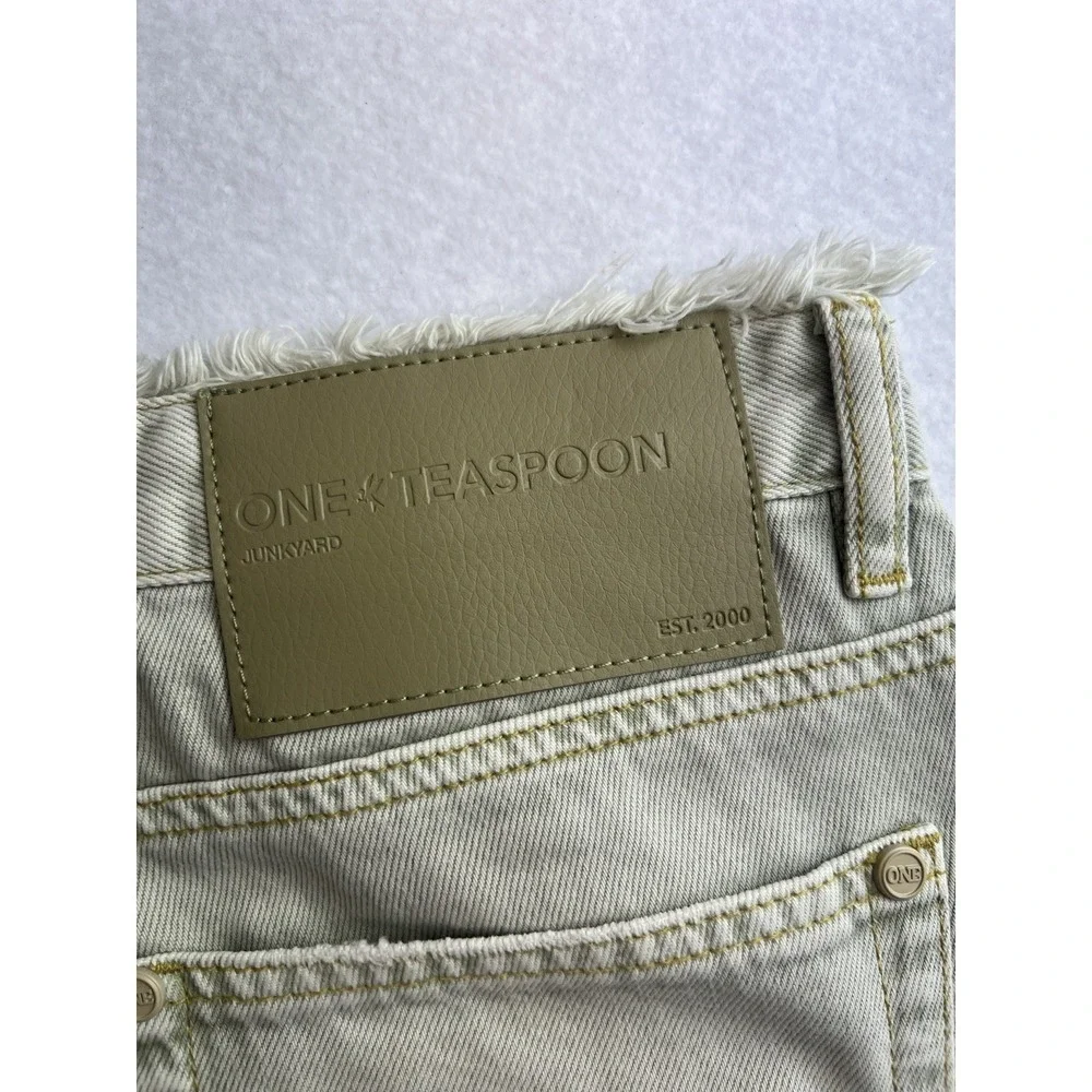 One‎ Teaspoon Womens Button Fly Denim Mini Skirt Antique Khaki Size 25